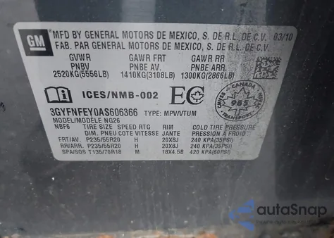 2010 Cadillac Srx Premium Collection из США, поврежденный, VIN 3GYFNFEY0AS606366